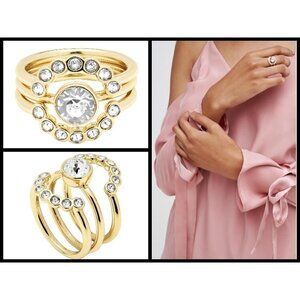 💕TED BAKER💕 Gold Cadyna Concentric Crystal Ring M/L NWT
